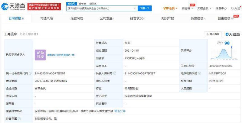 深圳哈勃科技投资合伙企业(有限合伙)发生工商变更